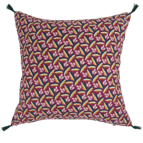 Soft furnishings and rugs Cushions & covers | Printed organic cotton cushion cover with purple, yellow and teal pompoms, OEKO-TEX® 40x40cm - GE25212