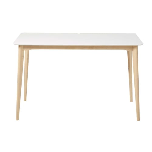 Professional White Solid Beech Desk Mimo Business Maisons Du Monde