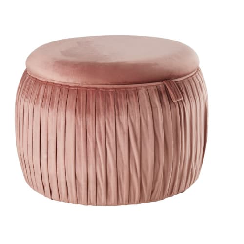 Puff mit Staufach und Samtbezug, altrosa | Maisons du Monde