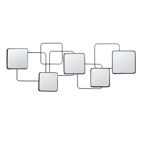 Quadratische Spiegel aus schwarzem Metall, 120x47cm COLOMBIA | Maisons