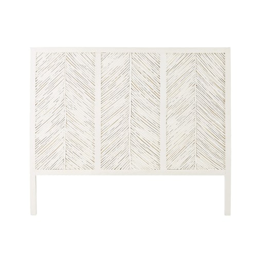 Rattan and White Solid Mango Wood 140 cm Headboard Tatawi Maisons du Monde