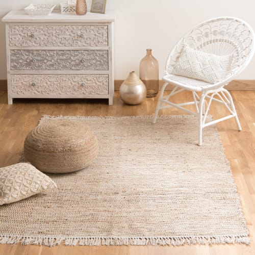 Recycled cotton and jute rug 140x200cm