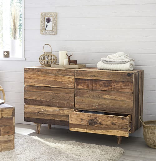 Recycled Wood 6 Drawer Double Chest Tennessee Maisons Du Monde