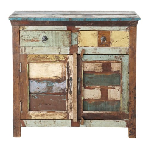 Shabby Chic Credenze Maison Du Monde.Recycled Wood Sideboard Multicoloured W 90cm Calanque Maisons Du Monde