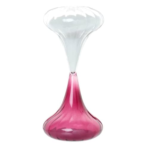 Red and gold glass hourglass H15cm