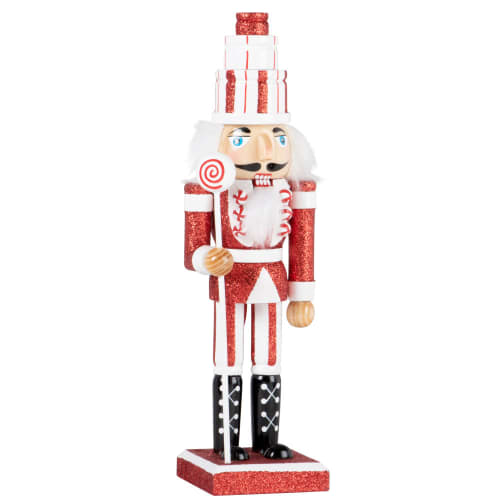 Red and white nutcracker and lollipop ornament H26cm