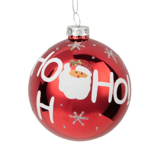 Red Glass Christmas Bauble with Father Christmas Decorations | Maisons du Monde