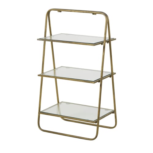 Regal aus goldfarbenem Metall in Antikoptik und Glas Glassy Wandregal aus goldfarbenem Metall Madeline | Maisons du Monde
