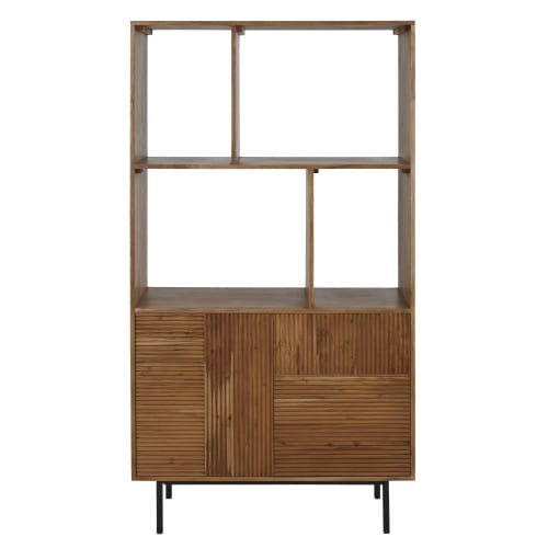 Möbel Regale | Regal mit 2 geriffelten Türen, haselnussbraun - WN63952