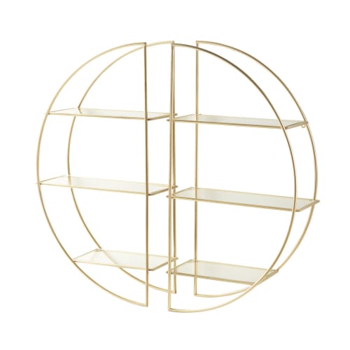 Möbel Regale | Regal mit goldfarbenem Metallgestell und Glasböden - QS95151