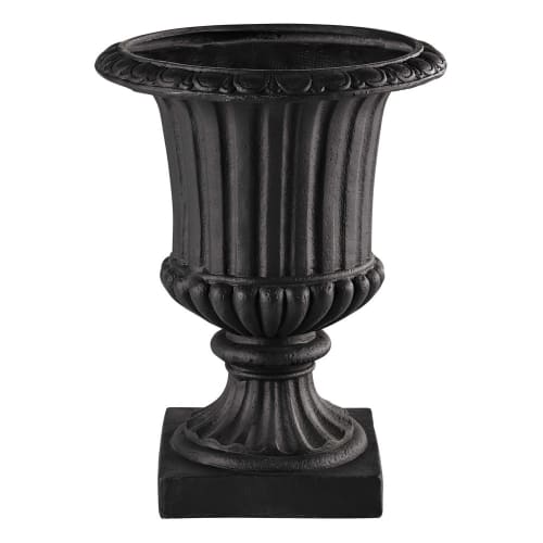 resin garden urn in charcoal grey H 71cm