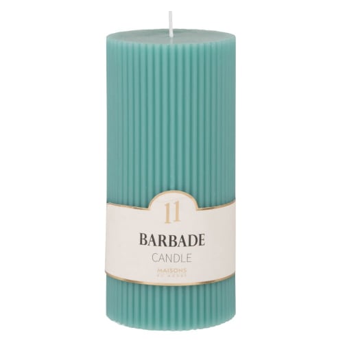 Ribbed turquoise scented candle H15cm