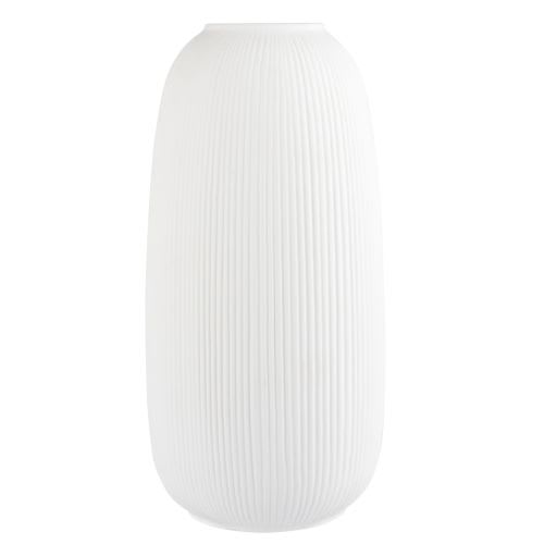 Ribbed White Porcelain Vase H25 Maisons du Monde