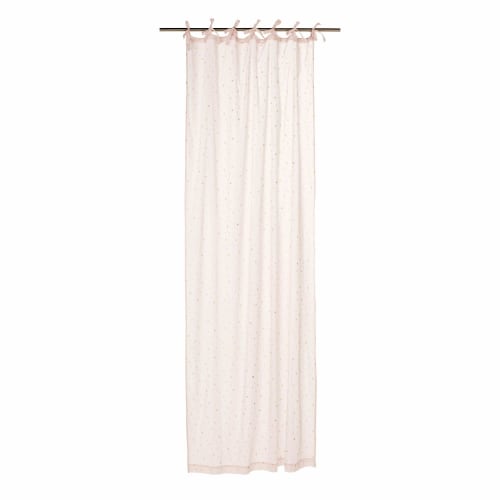 Rideau A Nouettes En Coton Rose Motifs Etoiles A L Unite 102x250 Bucolique Maisons Du Monde