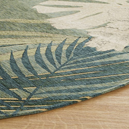 Oprecht Kantine afbreken Rond geweven jacquard tapijt met groene plantenprint D200 KALINDA | Maisons  du Monde