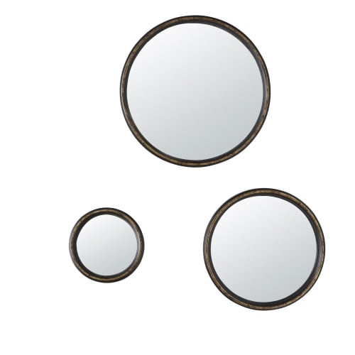 Vernederen Motivatie Kruipen Ronde convexe spiegels zwart en goud (x3) D48 LIVIO | Maisons du Monde
