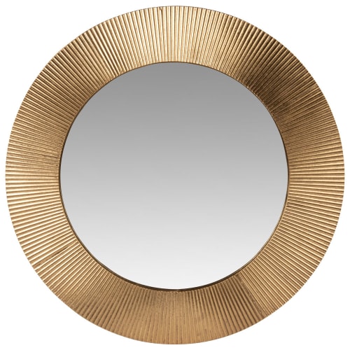 Rechtdoor Meyella katoen Ronde spiegel van goudkleurig geribbeld metaal D66 SALERNE | Maisons du  Monde