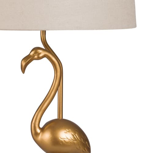 Rosé goudkleurige flamingo lamp met beige lampenkap FLAMINGO Maisons