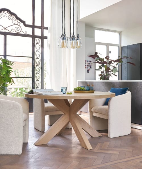 Round 6 8 Seater Dining Table D140, Round Oak Dining Table With 6 Chairs