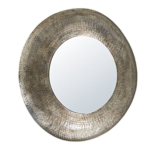 Round Aged Effect Hammered Metal Mirror D85 Navajo Maisons du Monde