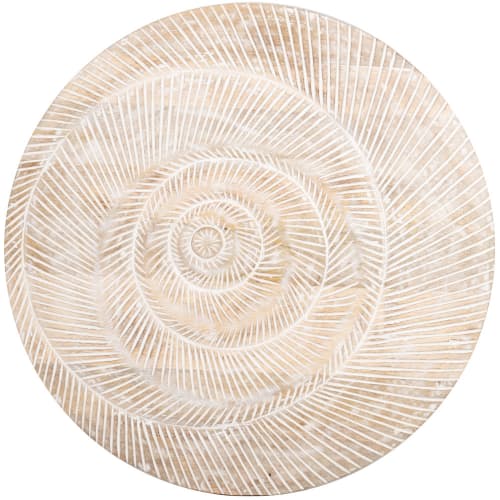 Decor Plaques & lettering | Round beige etched mango wood wall art D55cm - OY46467