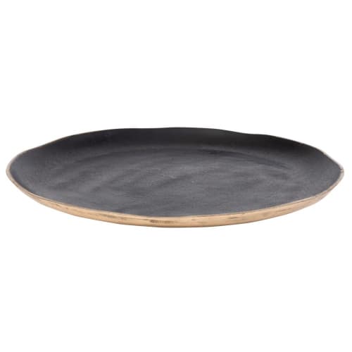 Round Black and Gold Metal Tray D40 Nia Maisons du Monde