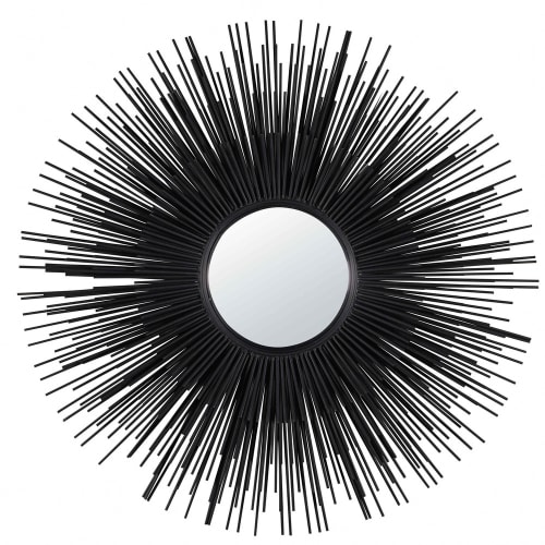 Round Black Metal Mirror D 101 Cm Massala Maisons Du Monde Round Black Metal Mirror D 101 Cm