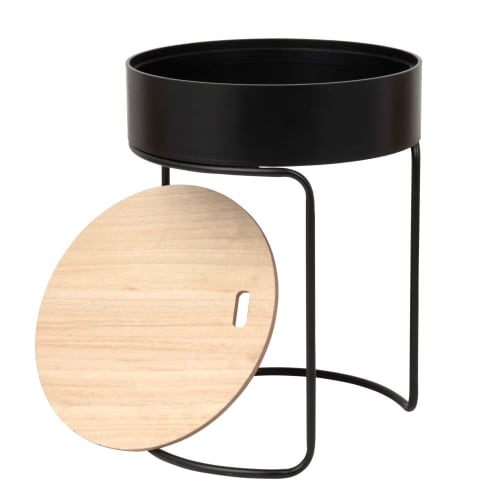 Round Black Metal Side Table Lewis Maisons du Monde