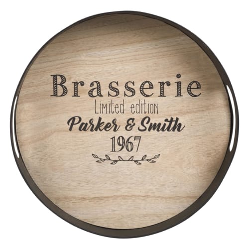 Round Black Metal Tray Brasserie Maisons du Monde