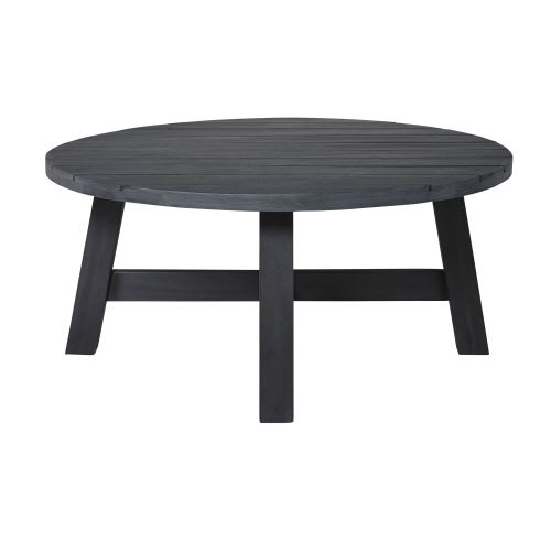Round Black Solid Acacia Garden Coffee Table Perissa Maisons du Monde