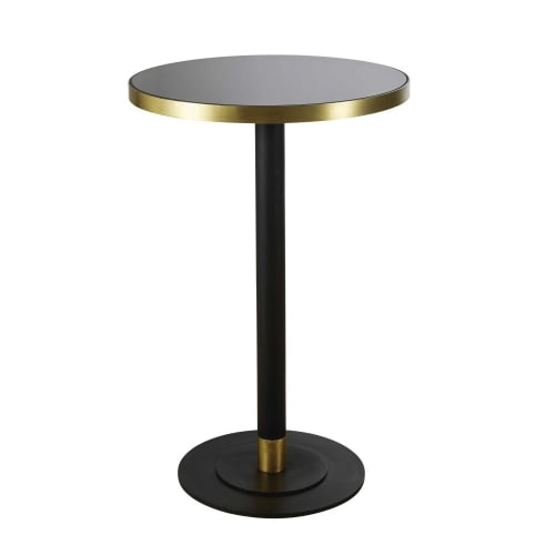 Round Black Tempered Glass 1/2-Seater Tall Dining Table ...