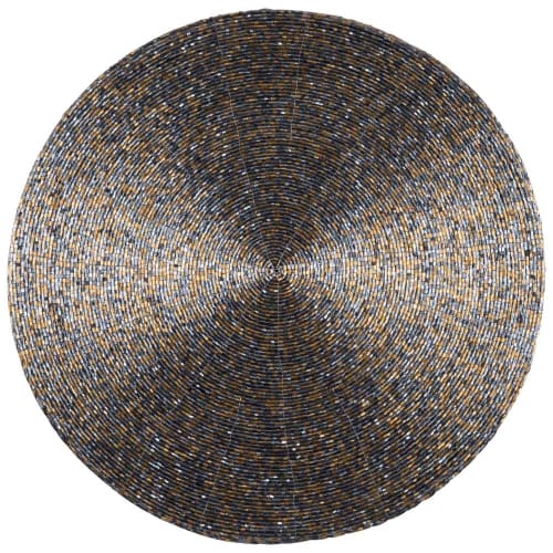 Round Blue and Gold Placemat Maisons du Monde