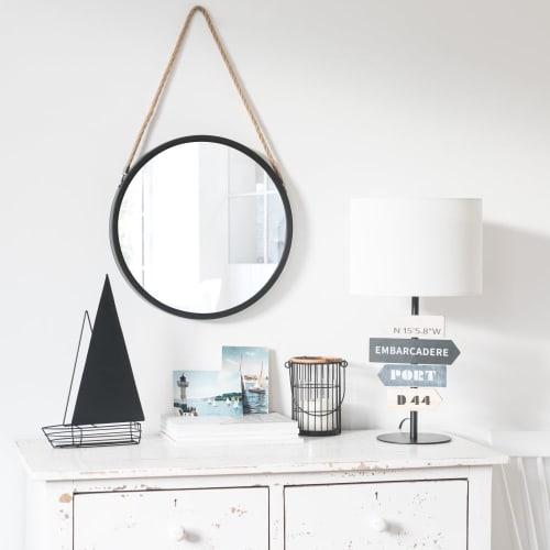 Round Hanging Mirror with Cord D40 Audierne Maisons du Monde