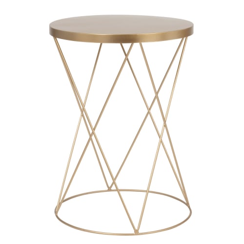 Round Matt Gold Metal Side Table, Gold Round Side Table