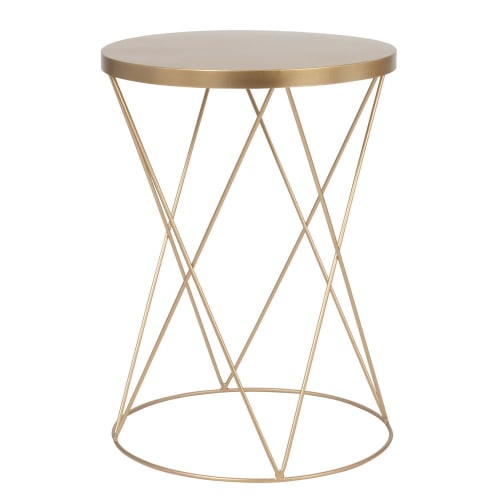 Tavolini Maison Du Monde.Round Matt Gold Metal Side Table Lamberto Maisons Du Monde