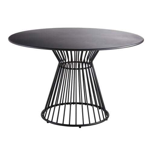 Outdoor collection Outdoor dining tables | Round Matte Black Metal 4-Seater Garden Table D121 - QT12139