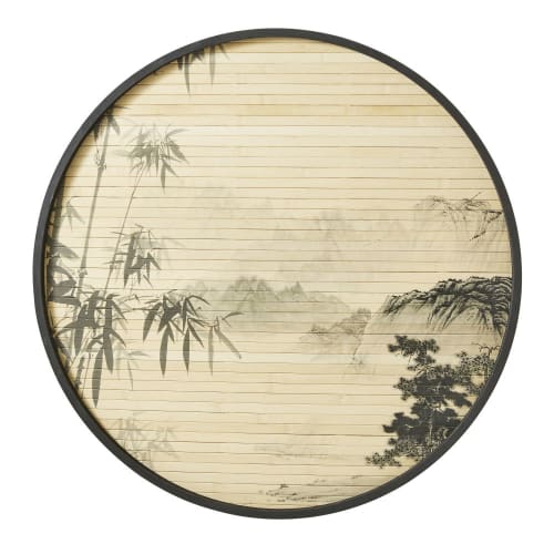 Round Printed Bamboo Slat Wall Art D80 MIYAKO Maisons du Monde