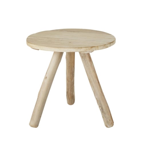 Round slatted side table in light oak SWANSEA Maisons du Monde