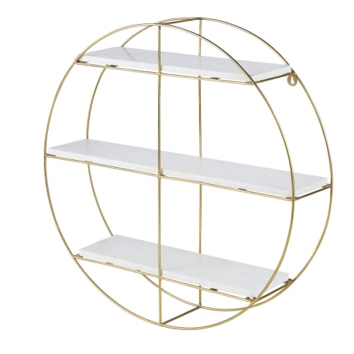 Round White Marble And Matte Gold Metal, White Metal Shelving Unit