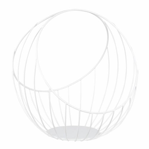 Round white metal basket