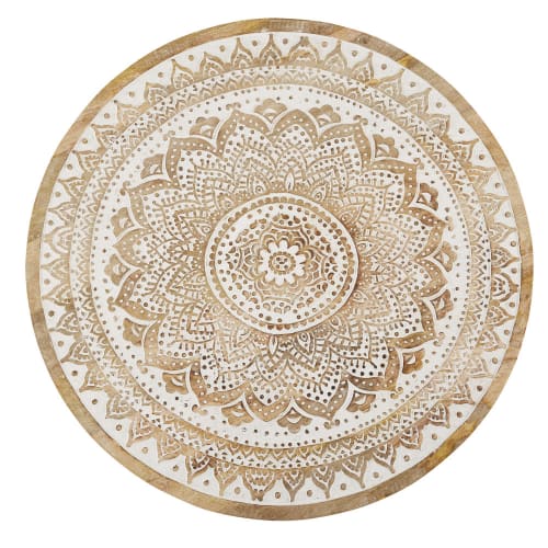 Round Whitewashed Carved Mango Wood Wall Art D80 MARIA Maisons du Monde