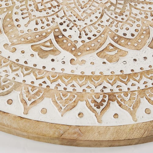Round Whitewashed Carved Mango Wood Wall Art D80 MARIA Maisons du Monde