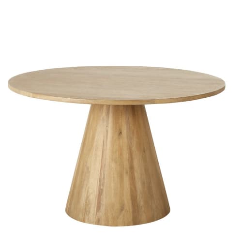 Round Whitewashed Solid Mango Wood 5 6, Black Round Pedestal Dining Table For 6
