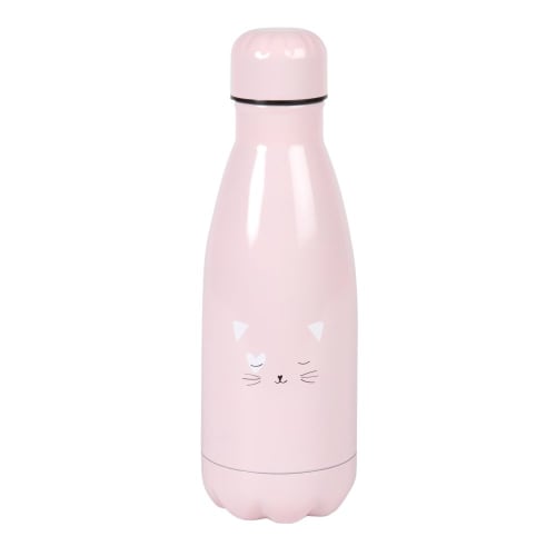 Roze en witte thermosfles met katjesprint 0,350 ml | Maisons Monde
