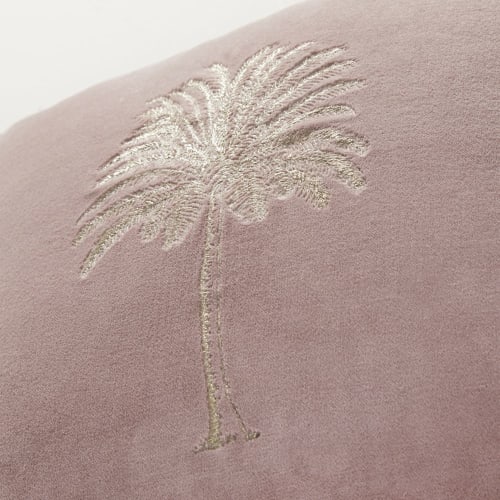 Syndicaat Isoleren Oneerlijk Roze katoenfluwelen kussen met geborduurde gouden palmboom 45 x 45 cm  PALEMANO | Maisons du Monde