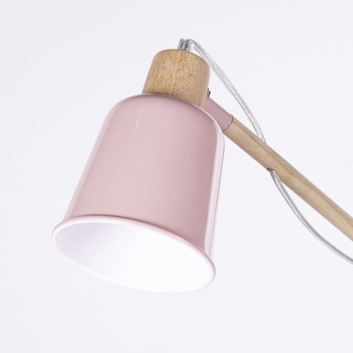 Spreek luid zaterdag Factuur Roze verstelbare staande lamp van metaal en heveahout H149 PIXIE | Maisons  du Monde