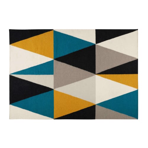 Business beds and bed linen | rug with multicoloured triangle motifs 200 x 140 cm - RI41628