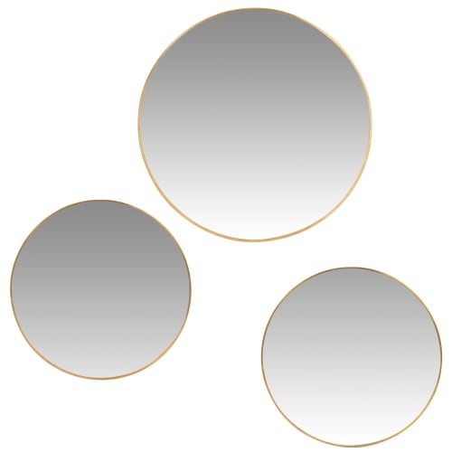 Runde Spiegel aus goldfarbenem Metall, Set aus 3, D28cm | Maisons du Monde