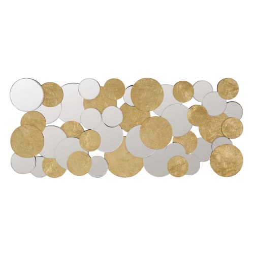 Runde Spiegel und Scheiben aus Metall, goldfarben 60x140