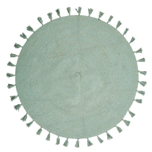 Kids Teppiche für Kinder | RundeR Baumwollteppich mit Quasten, grün D100 - II89330